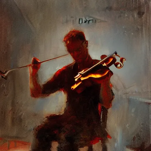 Image similar to satan playing violin by jeremy mann
