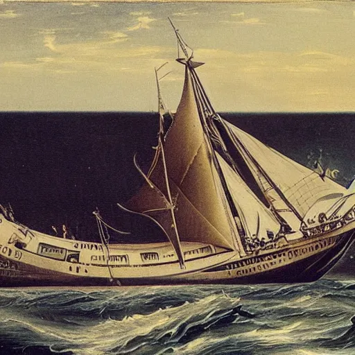 Image similar to giant catfish eating a sailship