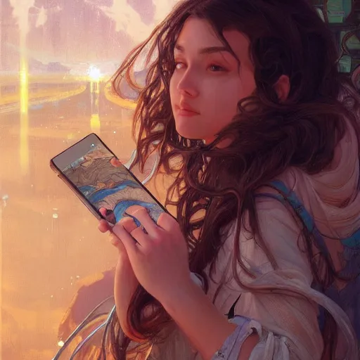 Image similar to Last selfie on earth, intricate, highly detailed, digital painting, artstation, smooth, sharp focus, illustration, art by artgerm and greg rutkowski and alphonse mucha