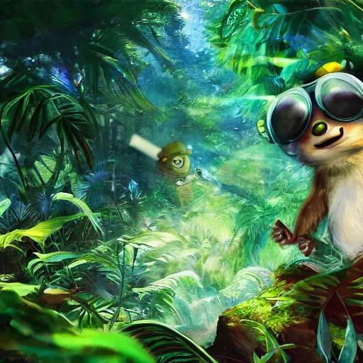 Image similar to disco diffusion painting of teemo in the jungle by makoto shinkai, masterpiece, contest award winner