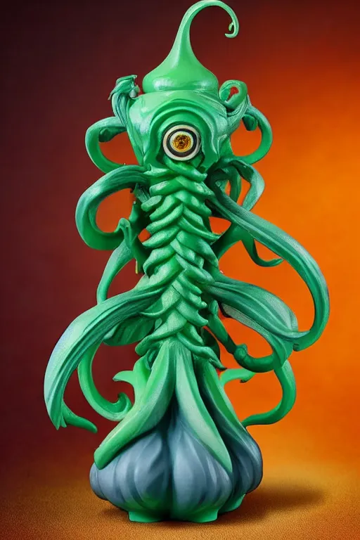 Image similar to figurine of cthulu wearing an elegant summer blouse, personification, official store photo, commercial photo, featured on amiami, lovecraftian, cosmic horror, 8 k, 8 5 mm, beautiful composition