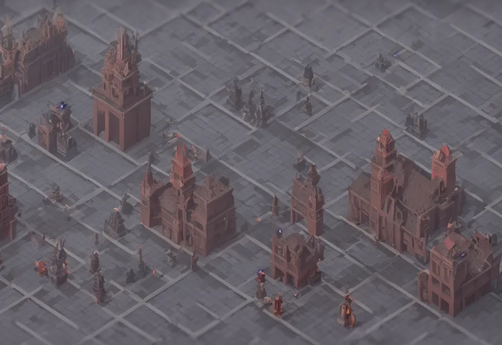 Image similar to isometric magicavoxel Bloodborne eastward cinematic lighting, 4k