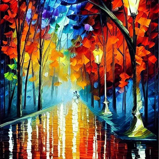 Image similar to “Halloween day, style of Leonid afremov”