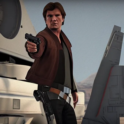 Image similar to Film still of Han Solo, from Grand Theft Auto V (2013 video game)