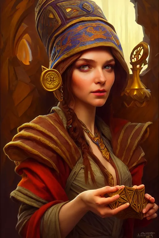 Image similar to photography alexey gurylev, fantasy, merchant, multiple props of wood, mysterious, deep focus, d & d, fantasy, complex, elegant, highly detailed, digital painting, artstation, concept art, matte, clear focus, illustration, hearthstone, artgerm art, greg rutkovsky and alphonse mucha