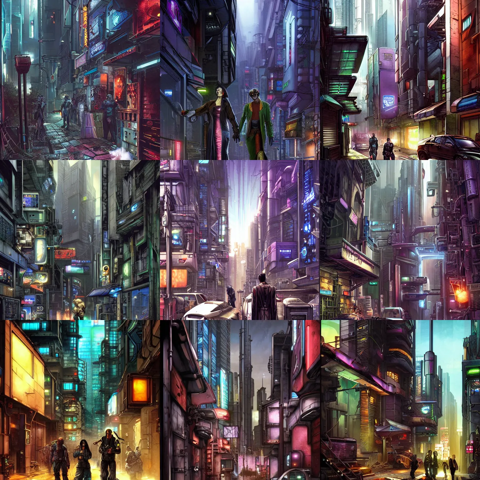 Prompt: cyberpunk backstreets of a futuristic city madgwick lee and mark brooks
