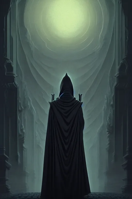 Prompt: video game cover, creepy grim reaper dressed with a cape, intricate baroque style. by carl gustav carus, by hsiao - ron cheng, masterpiece. intricate artwork, very coherent symmetrical artwork, cinematic, octane render, smooth gradients, high contrast. full body character, clean ink detailed line drawing, intricate detail, extremely detailed.