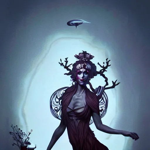 Image similar to fantasy portrait of a woman made of obsidian and smoke, carved Japanese Sakura wood organic overgrowth, holding nevermore, in GTA V, peter mohrbacher, artgerm, James Jean