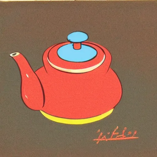 Prompt: tea pot, 5 0 s american cartoon style