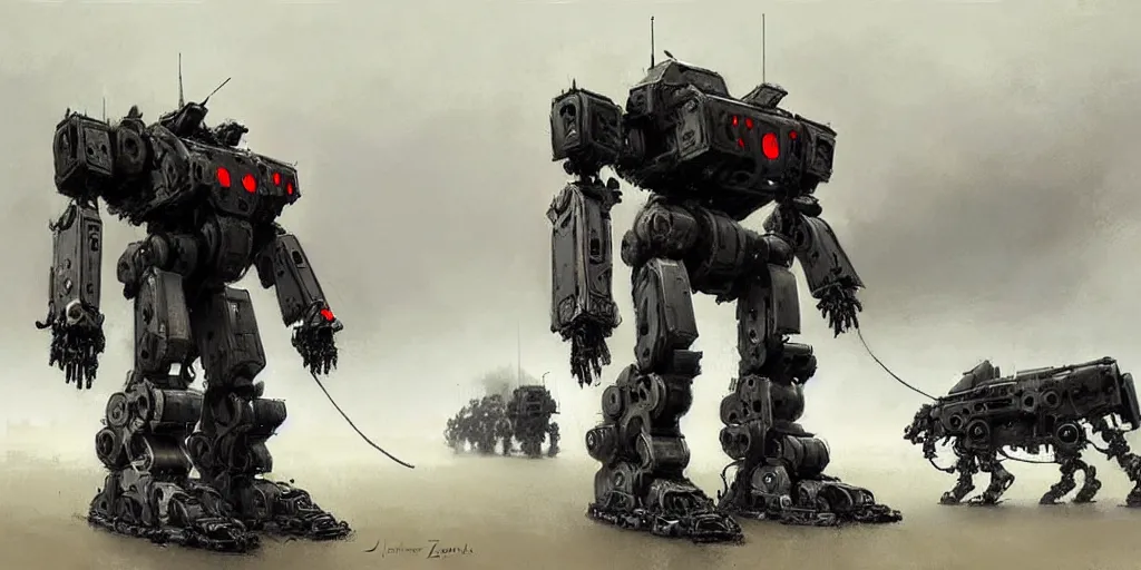 Image similar to four legged war machine mech art, artstation, highly detailed, by jakub rozalski