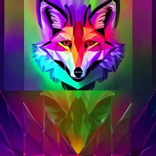 Prompt: digital geometric fox, retrowave palette, digital world, highly detailed, electric breeze, anatomically correct vulpine, synth feel, fluffy face, ear floof, flowing fur, super realism, accurate animal imagery, 4 k digital art