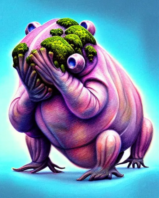 Image similar to richly detailed color illustration of a tardigrade-moss-piglet illustrated by Artgerm and Mina Petrovic and Timothy Kong and Marina Federovna. 3D shadowing