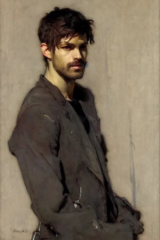 Image similar to attractive male, painting by john william waterhouse, yoji shinkawa, carl larsson, vladimir volegov