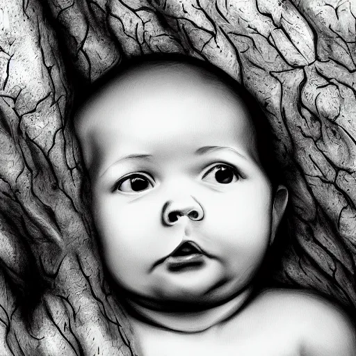 Image similar to baby on a tree, photorealistic, detailed