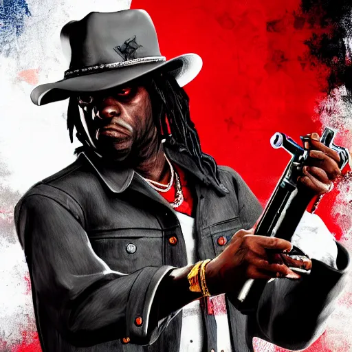 Image similar to Rapper Chief Keef In red dead redemption 2 digital art 4K quality super realistic