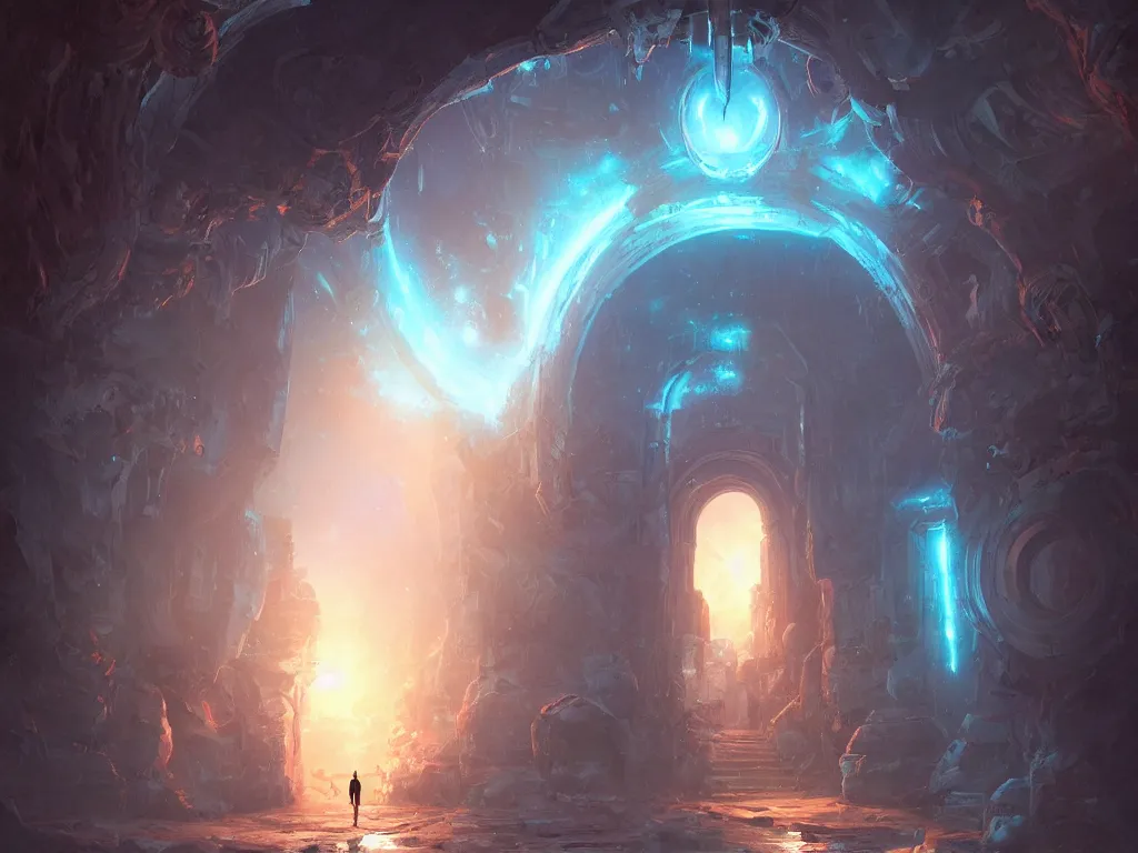 Prompt: ancient portal to another world, digital art by Jordan Grimmer, artstation, highly detailed