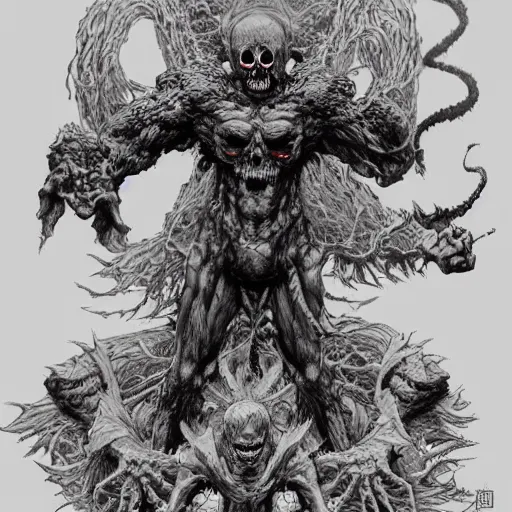 Image similar to Now I am become death, the destroyer of worlds. by kentaro miura, by kim jung gi