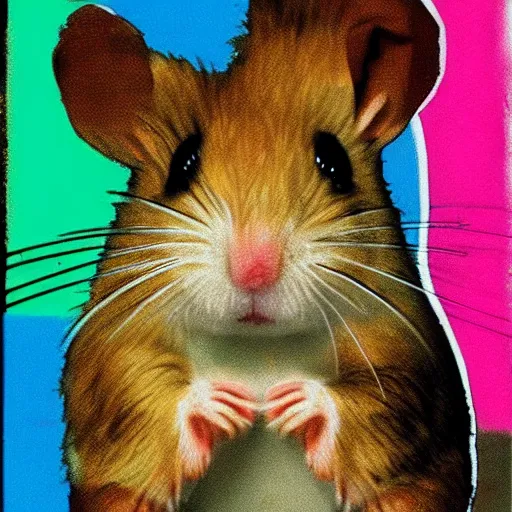 Prompt: feral hamsters, by andy warhol