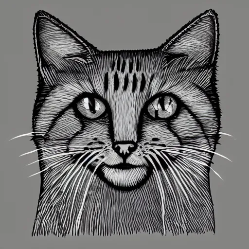 Image similar to one - line drawing of happy cat