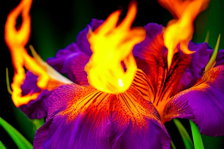 Image similar to iris flower on fire photo