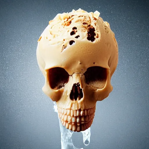 Image similar to melting human skull in ice cream cone