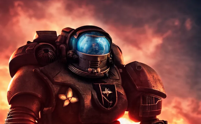 Image similar to gritty comic book cover, beautiful woman! space marine! standing atop rise, sunset lighting, war silhouette in background, hyper realism, realistic shading, cinematic composition, blender render, octane render, hdr, detailed textures, photorealistic, ultrawide shot, 1 6 mm lens