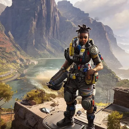 Image similar to photo realistic image of vantage from apex legends, stunning 3 d render inspired art by istvan sandorfi and greg rutkowski, character posing, complete body, realistic and detailed eyes, realistic, highly detailed attributes and atmosphere, dim volumetric cinematic lighting,