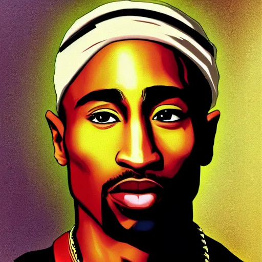 Image similar to Tupac Shakur, screenshot from a 2012s anime