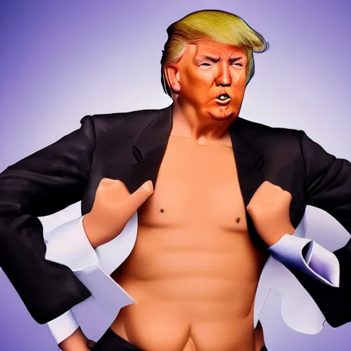 Prompt: hyper realistic photo of donald trump as a playboy model bending over, proportional body