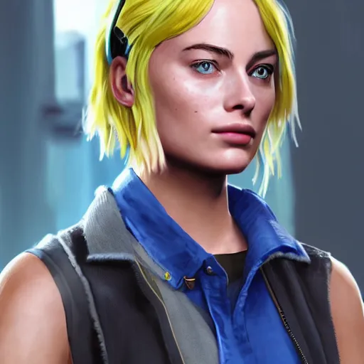 Image similar to portrait of margot robbie as chloe price from life is strange, realistic photograph