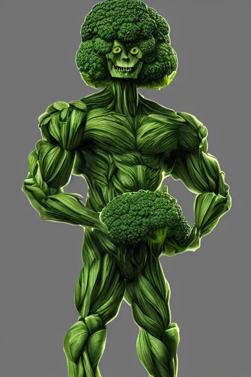 Prompt: a humanoid figure broccoli man, ripped, full body, highly detailed, digital art, sharp focus, trending on art station, anime art style