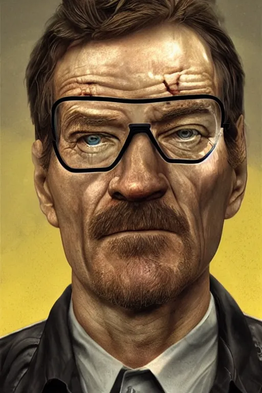 Prompt: Bryan Cranston as Gordon Freeman, hyperrealistic portrait