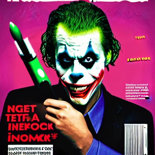 Prompt: chris rock in make-up as the joker, promotional poster, featured on the cover of a magazine