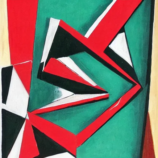 Prompt: a can of coca-cola in the shape of a parallelogram, cubist painting by Patrick Henry Bruce