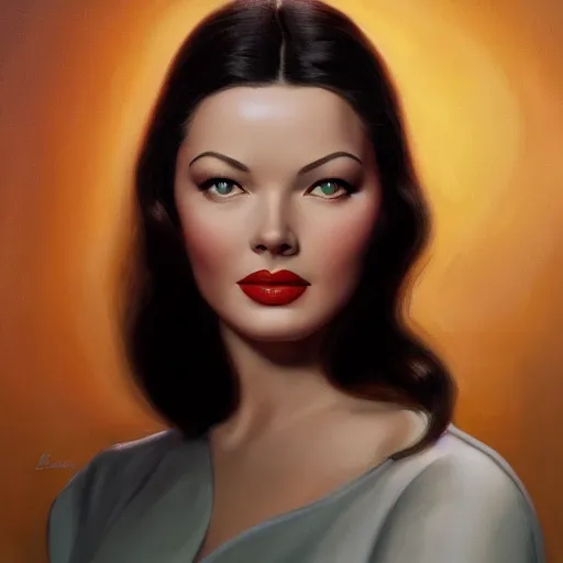 Image similar to young beautiful Gene Tierney color studio publicity photo , tight face shot portrait, highly detailed, painting, artstation, concept art, illustration, art , by graydon parrish