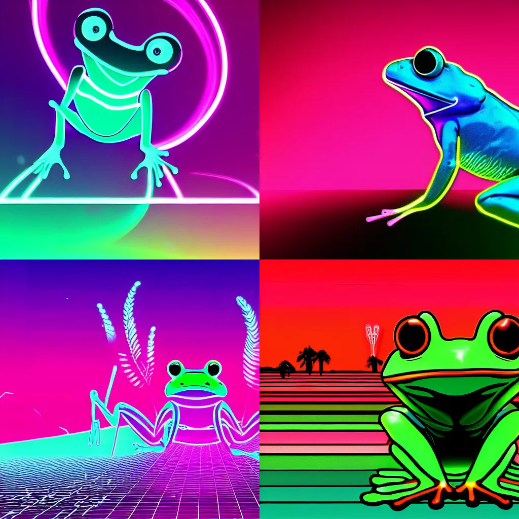 Prompt: a frog synthwave neon light wallpaper 8 k high resolution