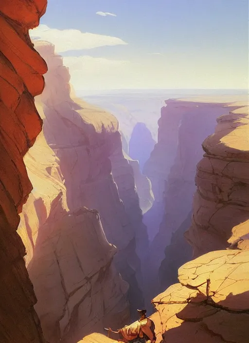 Prompt: a canyon with a narrow ridge of rock separating two valleys, extremely detailed oil painting, rhads, sargent and leyendecker, savrasov levitan polenov, bruce pennington, studio ghibli, tim hildebrandt, digital art, landscape painting, trending on artstation, masterpiece