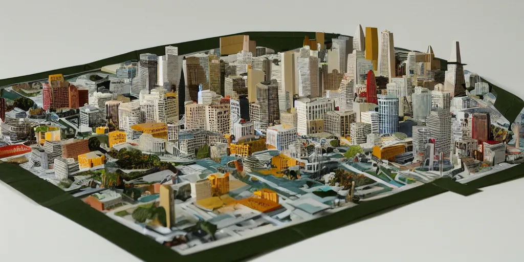 Image similar to paper craft diorama of the city of San Francisco origami