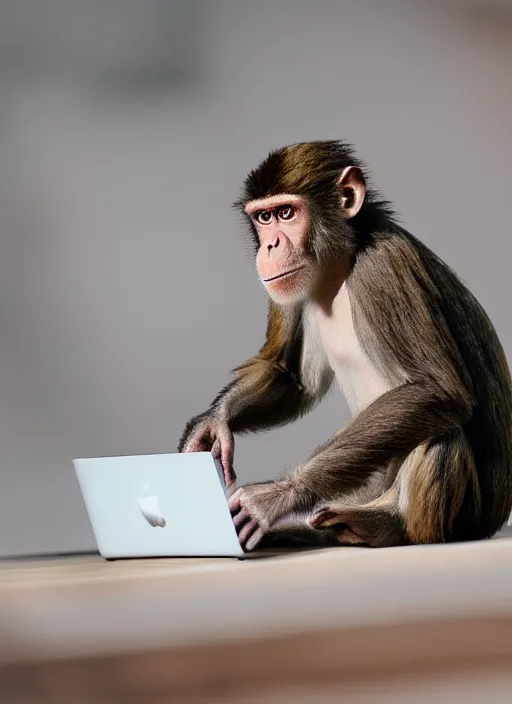 Image similar to A realistic photo of a monkey using a macbook, cinematic, detailed