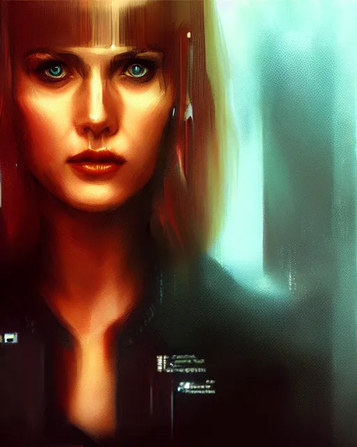 Prompt: a close up portrait of replicant rachael from blade runner, foggy background, digital art by ross tran and angel ganev, highly detailed, trending on artstationhq