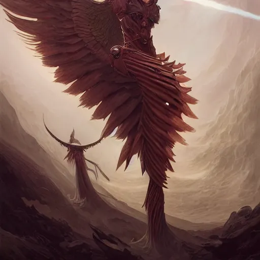 Prompt: illustration, quetzalcoatl, inhumanly long and thin limbs, fallen angel, Barthin, by Peter Mohrbacher, hyper detailed, otherworldly, octane rendered, fantasy, heavenly