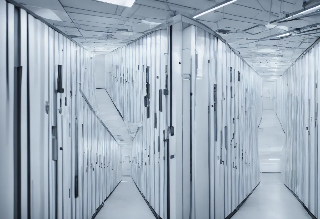 Image similar to photo of modern server data room, bright, white