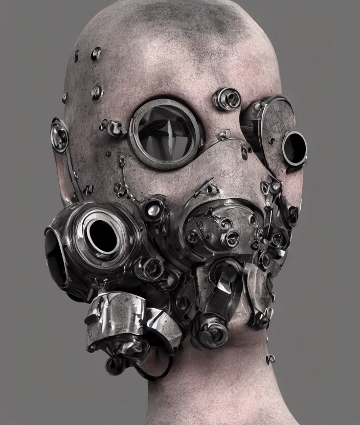 Image similar to Steampank biomechanical face mask, octane render, cinematic, highly detailded