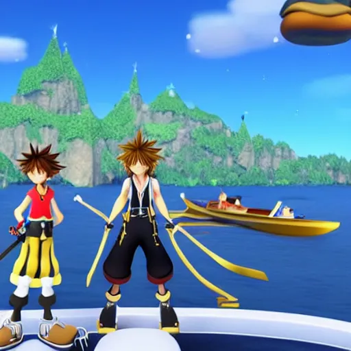 Prompt: sora kingdom hearts as a boat