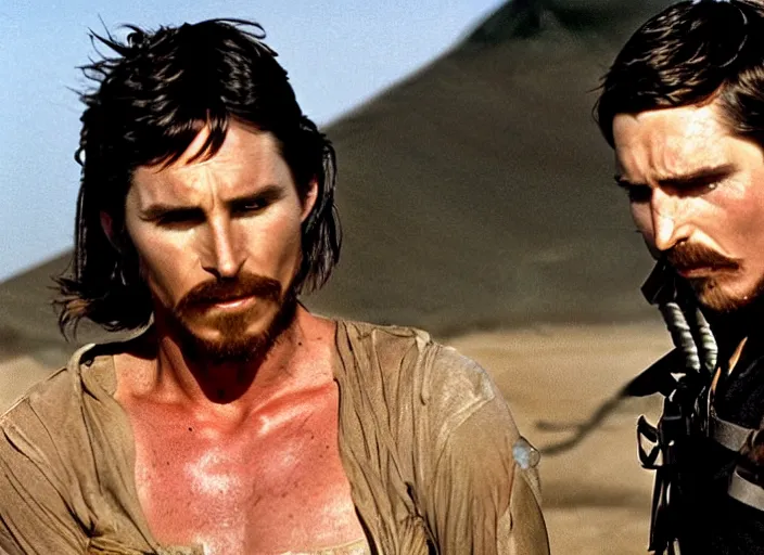 Image similar to film still of Christian Bale as Max in Mad Max 1979