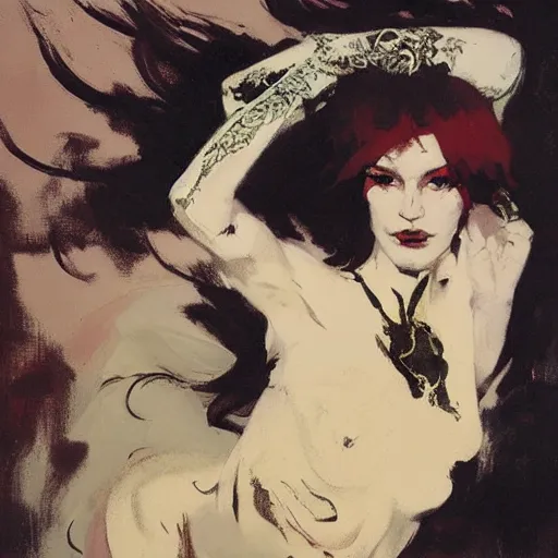 Image similar to punk, intricate, elegant, highly detailed, greg manchess, mucha, liepke, ruan jia, jeffrey catherine jones, ridley scott