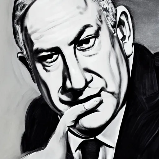 Image similar to a portrait of benjamin netanyahu by hillier dan