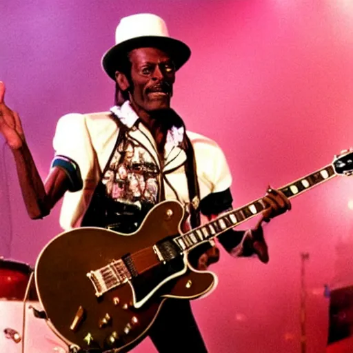 Prompt: chuck berry, a still of back to the future ( 1 9 8 5 )