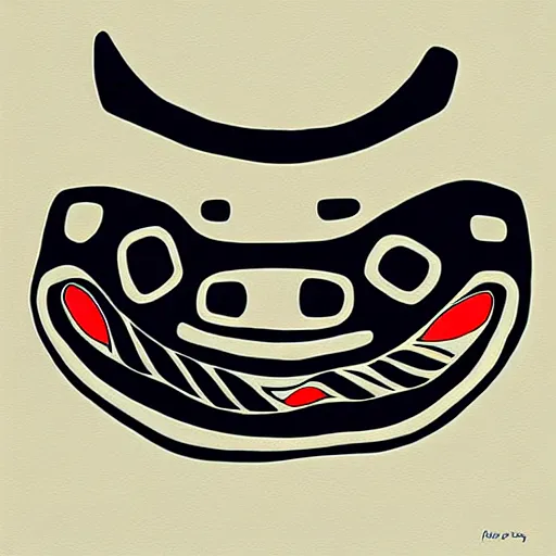 Image similar to whale. style of haida gwaii, pacific northwest coast, formline, native art, tribal art, clean