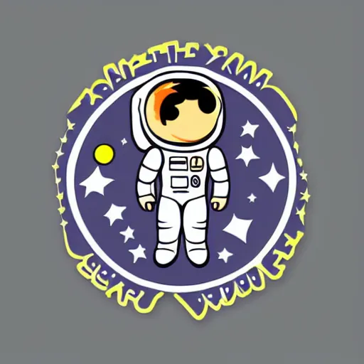 Image similar to cute astronaut sticker art, concept, white background